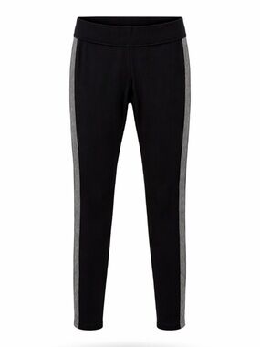 HUE Black Leggings Side Stripe Stretch Pull On Pants Size Small